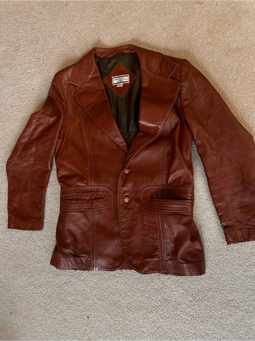 Vintage Grais 70s Slim Fit Cabretta Leather Blazer 40R